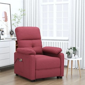 3073815 vidaXL Fotoliu de masaj electric rabatabil, roșu vin, textil