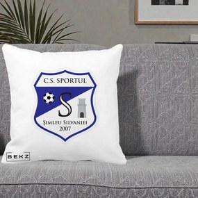 Perna Personalizata CS Sportul Simleu Silvaniei 2007, 40x40 cm, Alba Mata, Husa Detasabila, Perna Inclusa, BEKZ®
