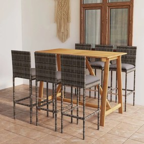 3067961 vidaXL Set mobilier de bar de grădină cu perne, 7 piese, gri