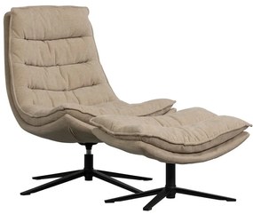 Fotoliu cu taburet în culoare naturală pivotant cu tapițerie din chenille Kube – WOOOD