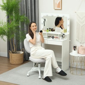 Vinsetto Scaun de birou fără brațe, fauteuil de birou, înălțime reglabilă, rotativ 360°, 46 x 59 x 82-92 cm, alb | Aosom Romania