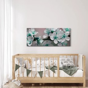 Tablou cu floare - turcoaz (120x50 cm)