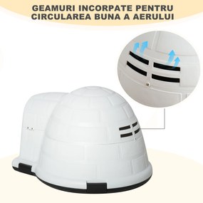 PawHut Cusca Casuta de Exterior pentru Caini de Talie Mica in Form ade Iglu cu Usa, pentru Mops, Bichon Frise, Chihuahua, 68,2x80x53cm