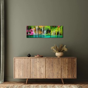 Tablou - Cascada, Lacurile Plitvice, Croația (cu ceas) (90x30 cm)