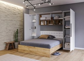 Set Mobilier Dormitor Complet Timber Tapiterie Alba - Configuratia 8