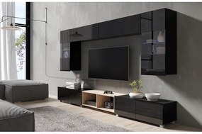 Mobilier living Calabria C24 BLACK (Negru + Stejar artisan) (fără iluminat). 1051559
