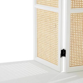 Paravan decorativ LUX, Lemn, Rattan, Bahamas alb