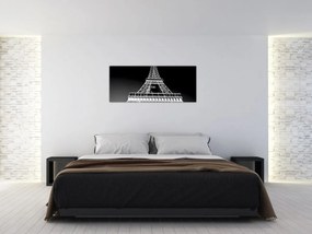 Tablou - Turnul Eiffel, alb-negru (120x50 cm)