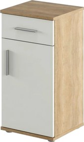 Dulap baie LESSY NEW 03, stejar sonoma/alb, DTD laminat, cu o usa si u