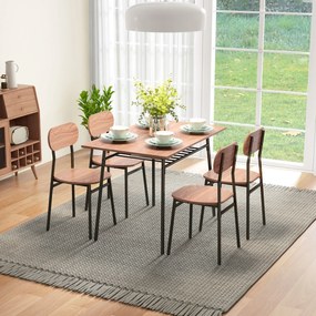HOMCOM Set de masă cu scaune Masă de sufragerie, Design industrial, 110 cm x 70 cm x 75 cm, Maro | Aosom Romania