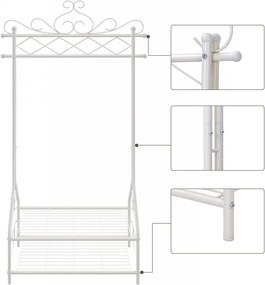 Suport haine cu 2 rafturi, 79.5 x 41 x 173 cm, metal, crem, Songmics