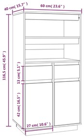 Dulap inalt, alb, 60x40x116,5 cm, lemn masiv de pin 1, Alb