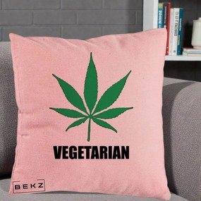 Perna Decorativa Vegetarian cu Frunza, 40x40 cm, Roz, Husa Detasabila, Perna Inclusa, BEKZ®