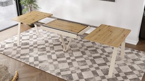 Mazzoni AVERY Stejar Artisan/picioare bej (sampanie) - MASĂ DE LOFT/INDUSTRIALĂ PENTRU SALON/SUFRAGERIE EXTENSIBILĂ - 2 MĂRIMI!