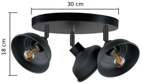 Spot FAUN 3xE27/60W/230V negru