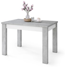 Mazzoni FONTE Beton Deschis Atelier / Alb Mat - MASĂ CLASICĂ DE BUCĂTĂRIE/LIVING EXTENSIBILĂ PÂNĂ LA 130 sau 155 cm!