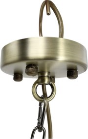 Candelabru din sticlă și alamă antichizată, lucrat manual, cu prisme de cristal, 6 brațe, 49x50 cm, „Versailles"