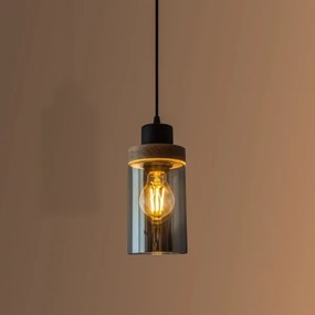 Candelabru pe cablu WOODNEST 1xE27/15W/230V pin/negru fumuriu
