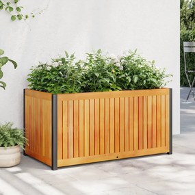 vidaXL Jardinieră de grădină, 85x45x44 cm, lemn masiv acacia/oțel