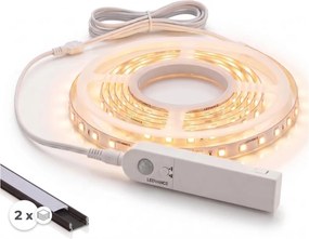 SET 1x bandă LED cu senzor FLEX LED/3,6W/4xAA 2 m + 2x profil încastrat de 1 m