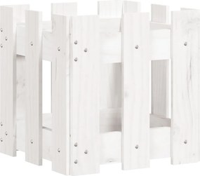 vidaXL Jardinieră grădină design gard, alb, 30x30x30 cm lemn masiv pin