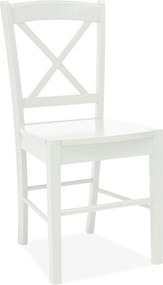 Scaun alb lemn masiv CD-56, 40x36x85 cm