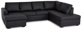 Colțar Scandinavian Choice C124Negru, 254x194x83cm, Picioare: Lemn