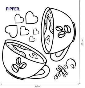 PIPPER. Autocolant de perete "Cești de cafea-translucide”