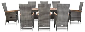 46047 vidaXL Set mobilier de exterior cu perne, 9 piese, gri, poliratan