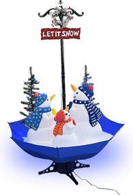 vidaXL Brad de Crăciun cu ninsoare și bază umbrelă albastru 170 cm PVC