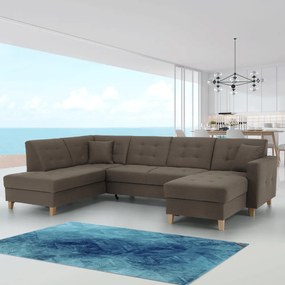Colţar, material textil gri maroniu TAUPE, model dreapta, BRIDGET
