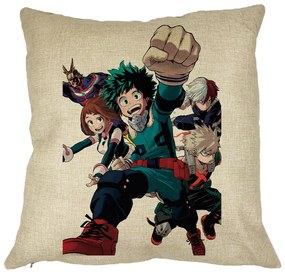 Perna Decorativa cu My Hero Academia Characters 2, 40x40 cm, Husa Detasabila, Burduf