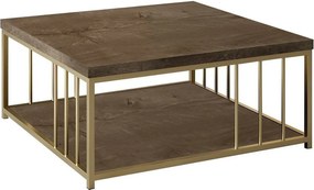 Masuta cafea Zenn, nuc/auriu, PAL melaminat/metal, 90x90x40 cm