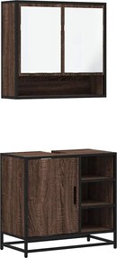 vidaXL Set mobilier de baie, 2 piese, stejar maro, lemn prelucrat