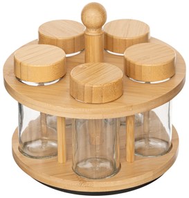 Recipient rotativ pentru condimente COZY, 4 borcane din sticlă