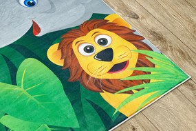 BAMBINO 2705 covor lavabil Animale, Africa pentru copii anti-alunecare - verde / maro