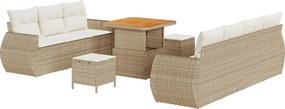 vidaXL Set de canapele pentru grădină 10 pcs Bej și crem poliratan