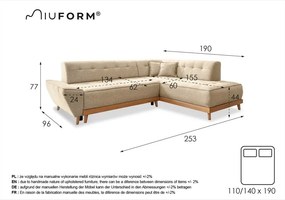 Colțar extensibil cu șezlong pe partea dreaptă Miuform Dazzling Daisy L, gri închis