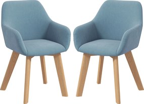 HOMCOM Set de 2 scaune pentru sufragerie Scaun Șezut căptușit în țesătură cu efect de catifea Picioare din lemn, albastru | Aosom Romania