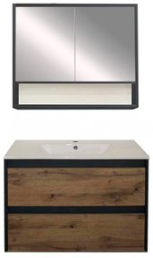 Mobilier complet de baie Porto 80 în culoarea stejarului rustic antracit