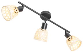 Spotlight oriental negru cu bambus 3 lumini - Rayan