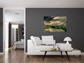 Tablou cu lac și soarele translucid (90x60 cm)