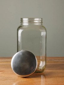 Borcan din sticla, cu capac din aluminiu, Silver