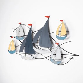 Decorațiune de perete 120x60 cm metal bărci cu vele