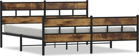 vidaXL Cadru pat metalic fără saltea, stejar fumuriu, 200x200 cm