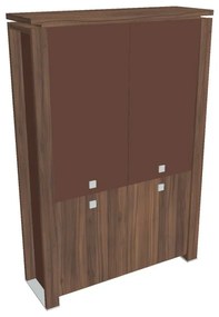 Dulap înalt Verno+ S 140 x 46 x 210 cm, uși combinate, nuc / maro