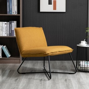 HOMCOM Fotoliu mic modern Scaun capitonat Stil nordic, Structura de metal si Sezut mare, Galben, 63 x 75 x 70cm