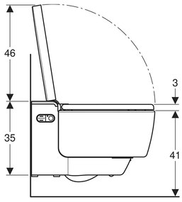 Set vas WC suspendat, Geberit, AquaClean Mera Comfort, rimless, capac cu funcție de bideu, alb/crom