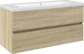 vidaXL Set mobilier de baie, 2 piese, ceramică și lemn prelucrat