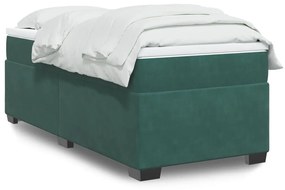 3285260 vidaXL Pat box spring cu saltea, verde închis, 90x200 cm, catifea